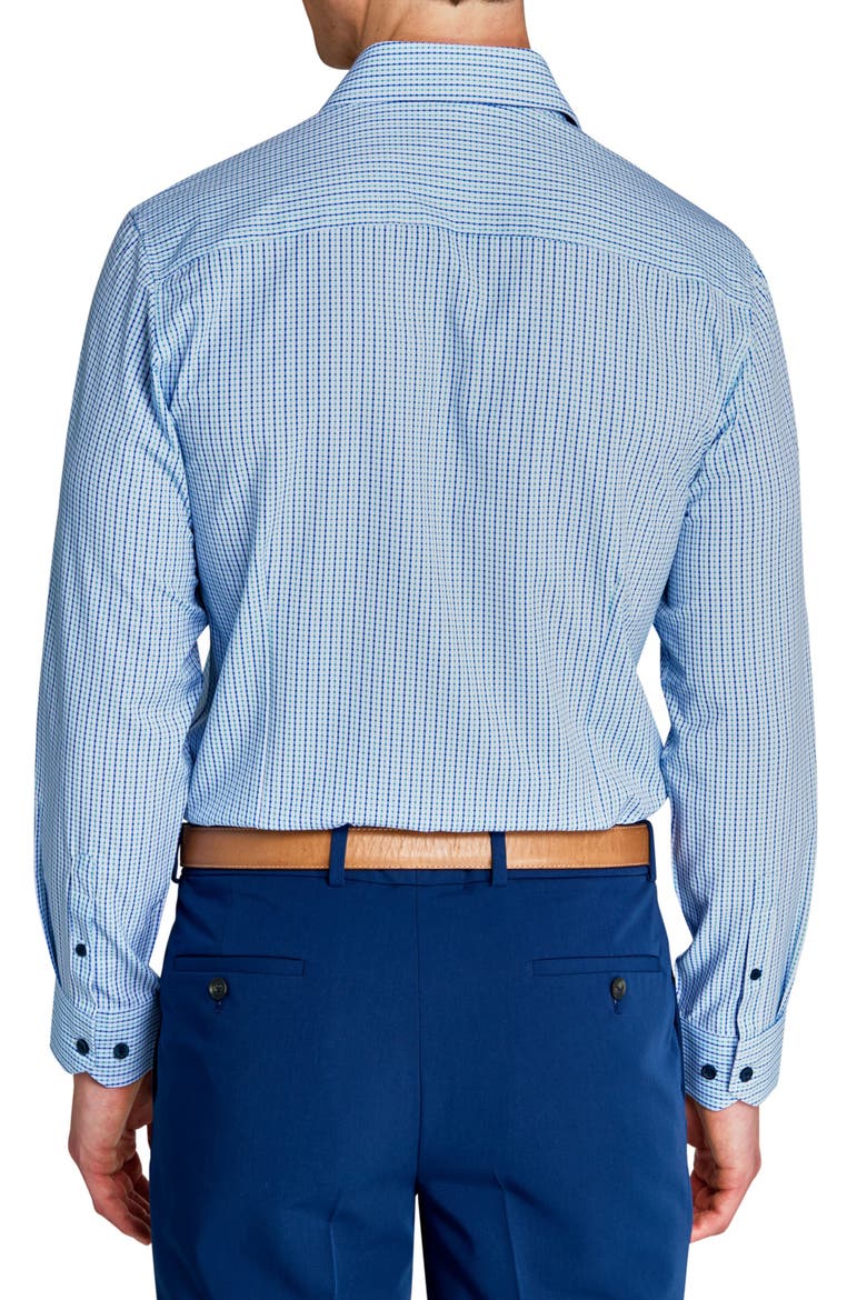 Slim Fit Grid Performance Dress Shirt, Alternate, color, WHITE/ GREEN