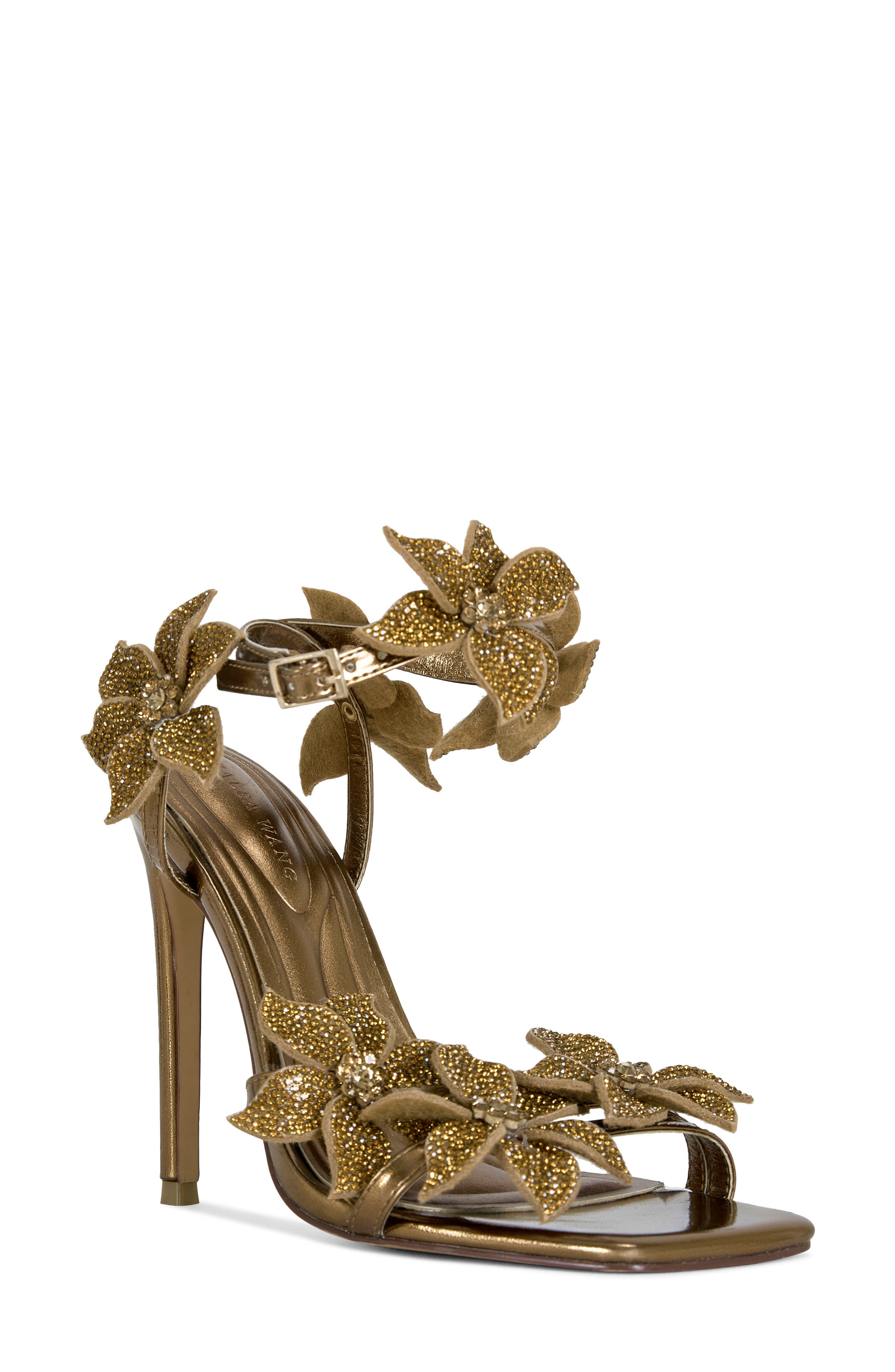 AZALEA WANG Romi Floral Ankle Strap Sandal, Main, color, Bronze