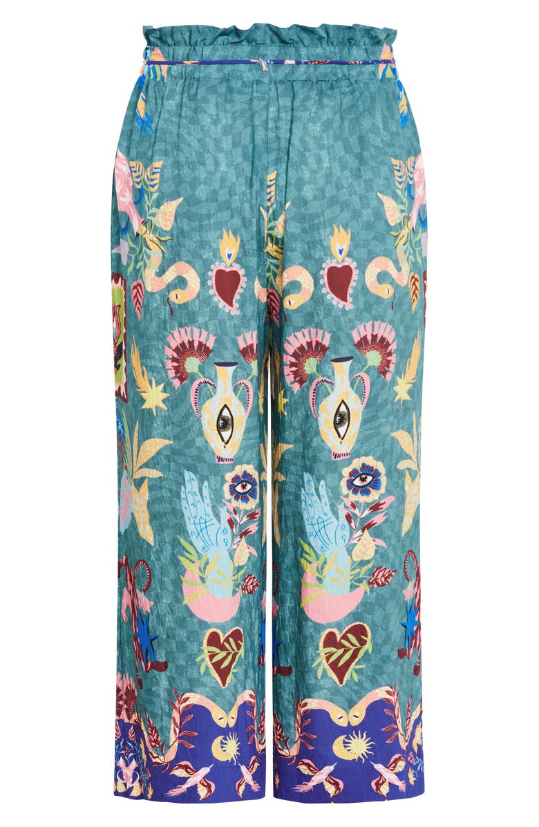 City Chic Mirror Me Tie Waist Wide Leg Pants, Alternate, color, Mystic Gaze