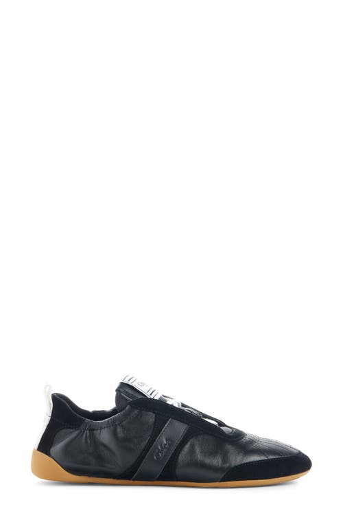 Chloé Kick Mixed Leather Low-top Sneakers In Black