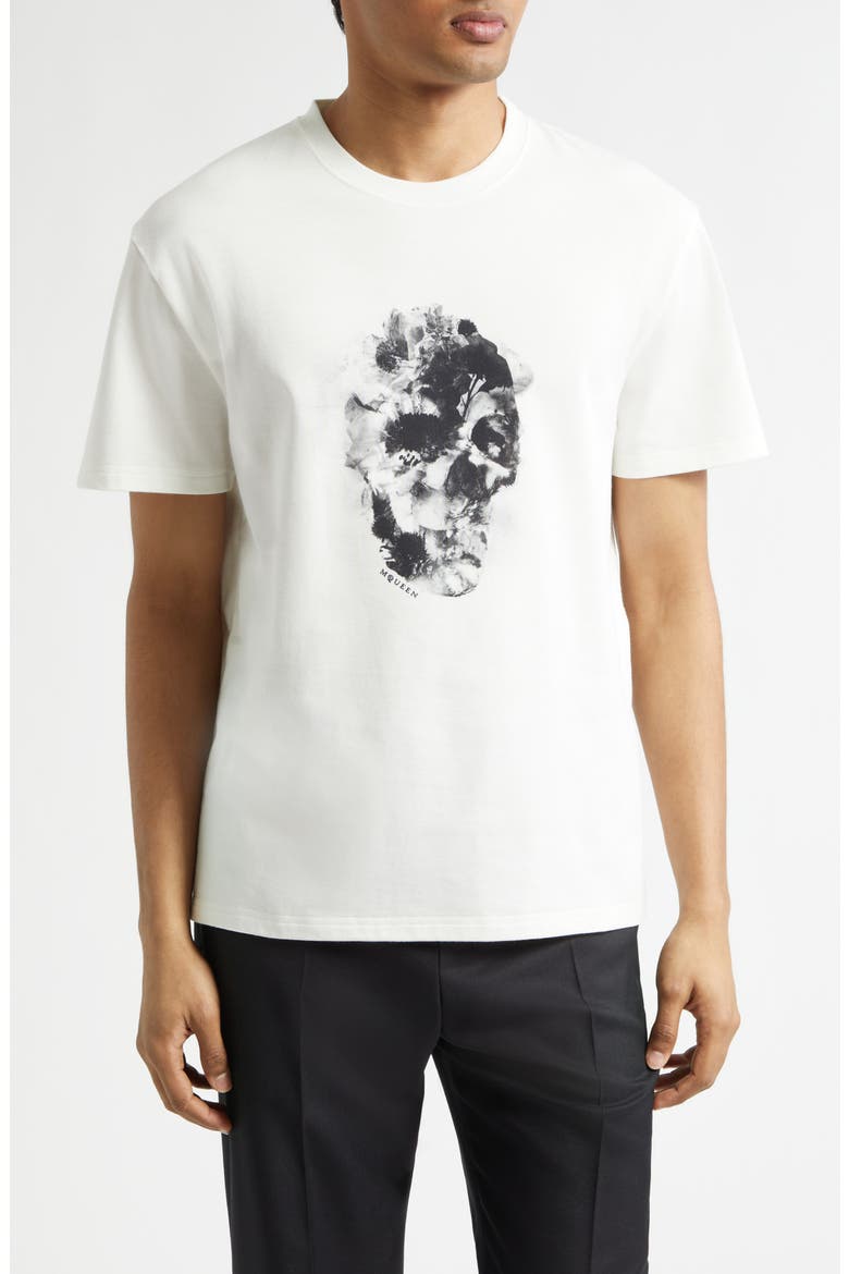 Skull Graphic T-Shirt, Main, color, WHITE / BLACK