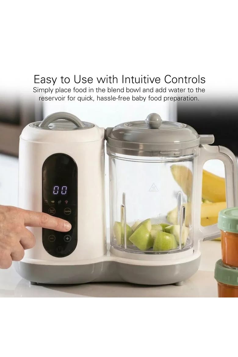 Glass Baby Food Storage Jars with Compact Baby Food Steamer and Blender Set, Alternate, color, White