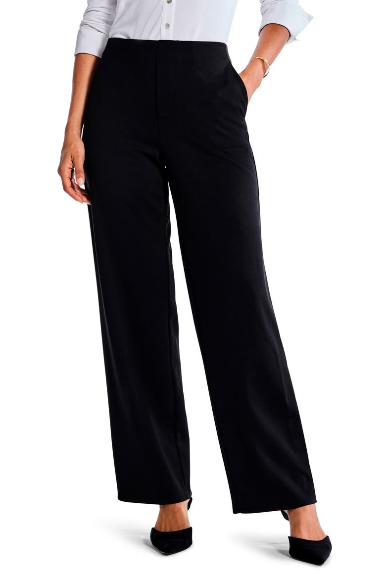 Drapey Ponte Ankle Wide Leg Pants, Main, color, BLACK ONYX