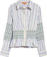 Stine Goya Stripe Smock Detail Organic Cotton Button-Up Shirt