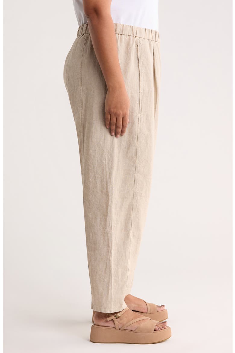 Pleated Organic Linen Ankle Lantern Pants, Alternate, color, UNDYED NATURAL