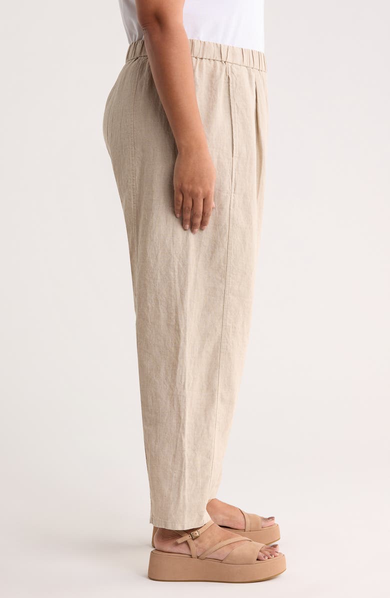 Eileen Fisher Pleated Organic Linen Ankle Lantern Pants, Alternate, color, Undyed Natural
