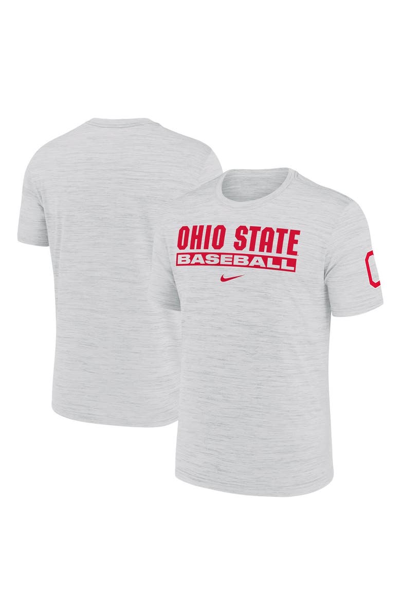 Nike Men's Nike Ash Ohio State Buckeyes Velocity Baseball Wordmark Stack Performance T-Shirt, Main, color, Ash