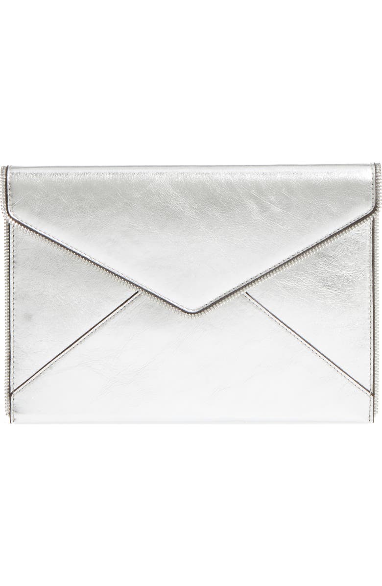 Rebecca Minkoff Leo Mirror Metallic Envelope Clutch, Main, color,