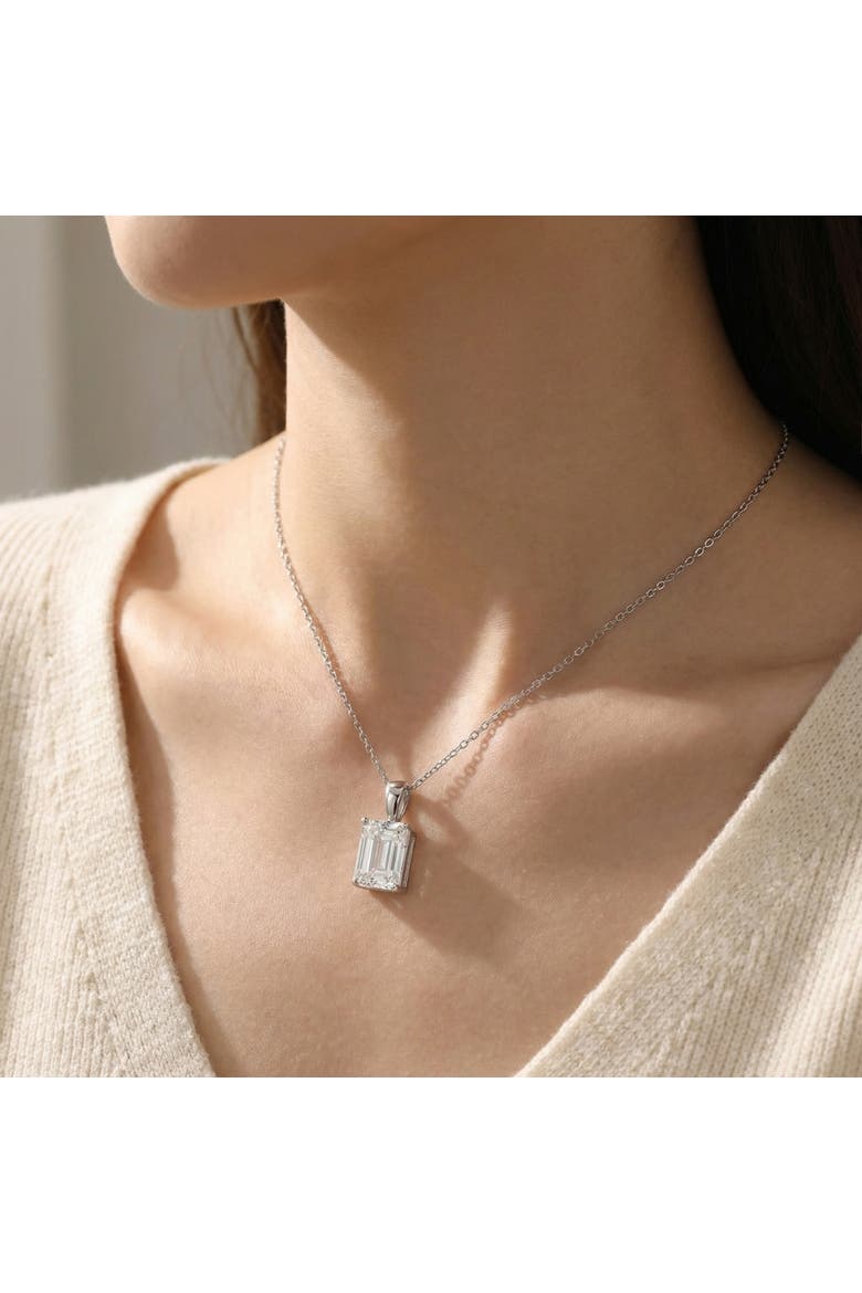 2 Ct Emerald Diamond Solitaire Pendant 14k Gold Lab Grown, Alternate, color, 14k White Gold