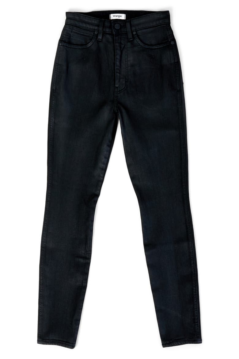 Wriggler High Waist Ankle Skinny Jeans, Alternate, color, BLACK COATED
