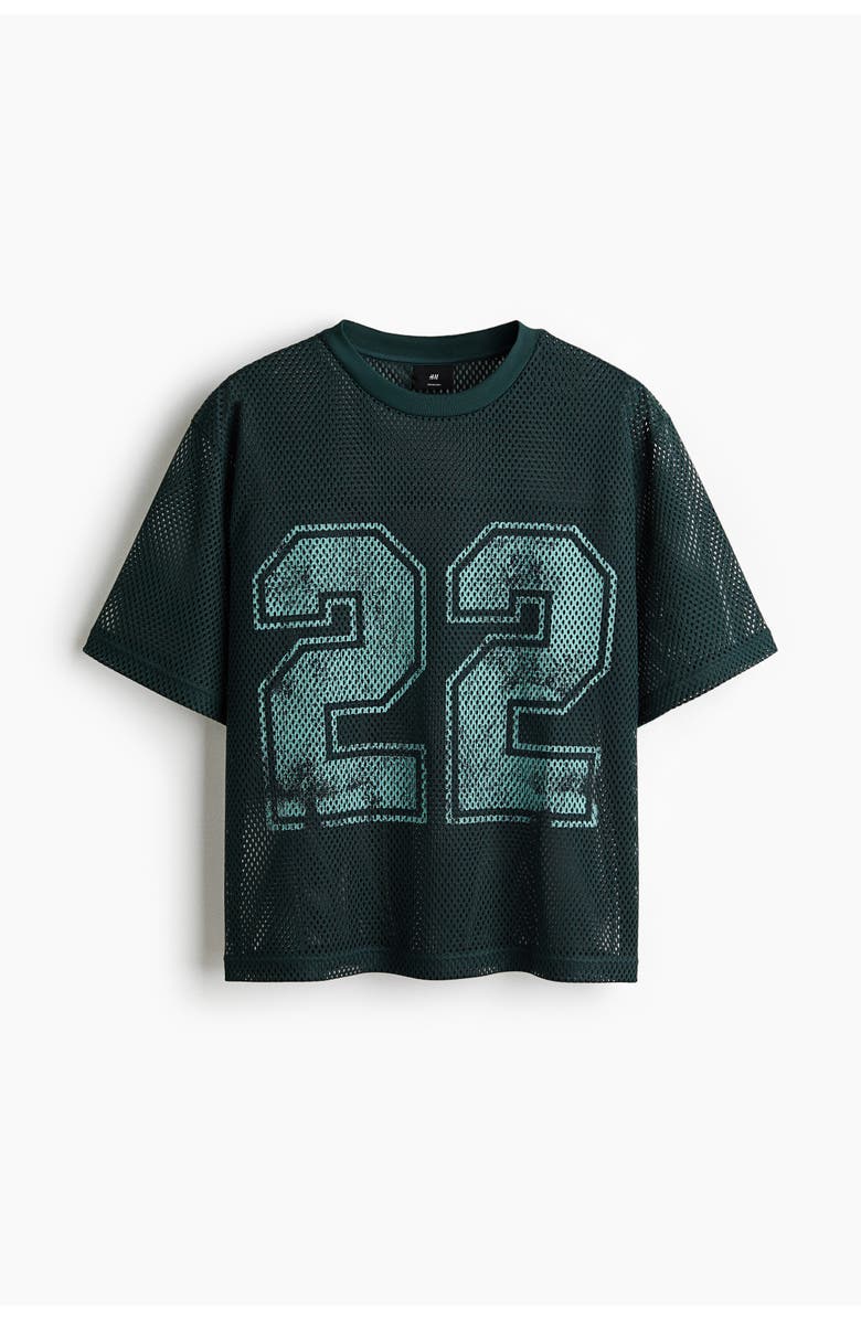 H&M Oversized Fit Printed Mesh T-shirt, Main, color, Dark Teal/22