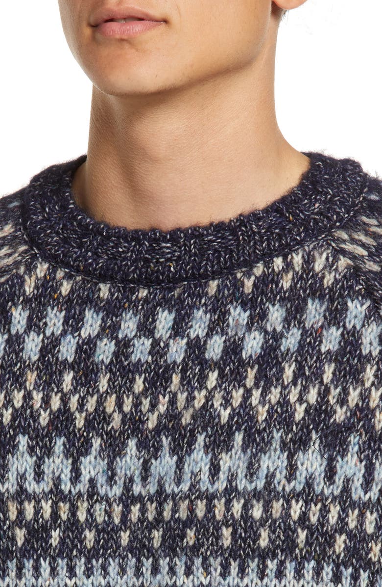 A.P.C. Pull Leonhard Fair Isle Wool Blend Crewneck Sweater, Alternate, color,