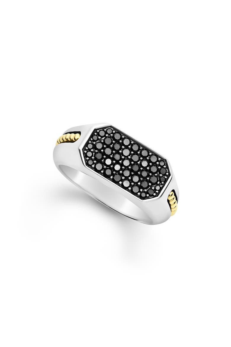 Men's Anthem Black Diamond Pavé Signet Ring, Main, color, BLACK