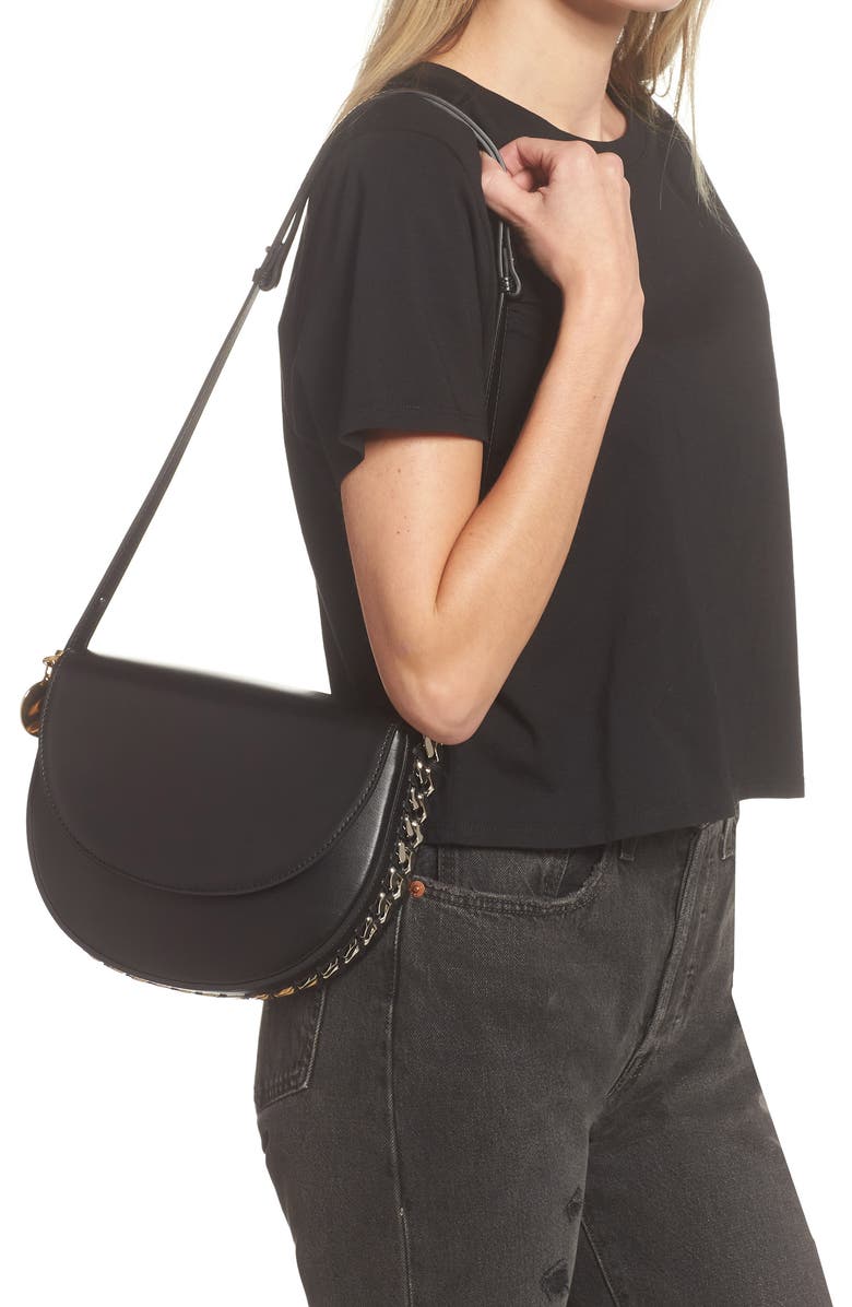 Stella McCartney Medium Frayme Flap Faux Leather Shoulder Bag, Alternate, color,