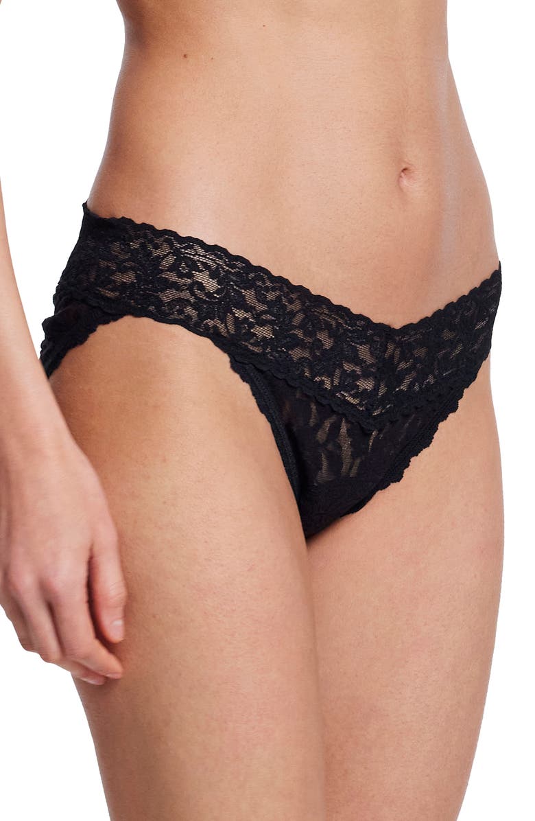 Hanky Panky x Saalt Signature Lace<sup>®</sup> Leakproof V-kini Bikini, Alternate, color, Black