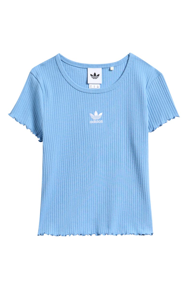 adidas Kids' Lettuce Edge Ribbed Cotton T-Shirt, Main, color, Ash Blue