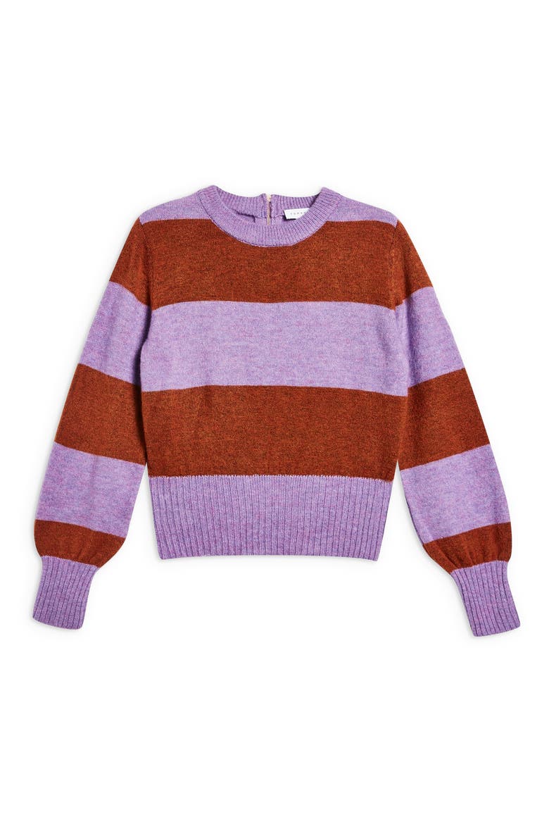Bold Stripe Crewneck Sweater, Alternate, color, PURPLE MULTI