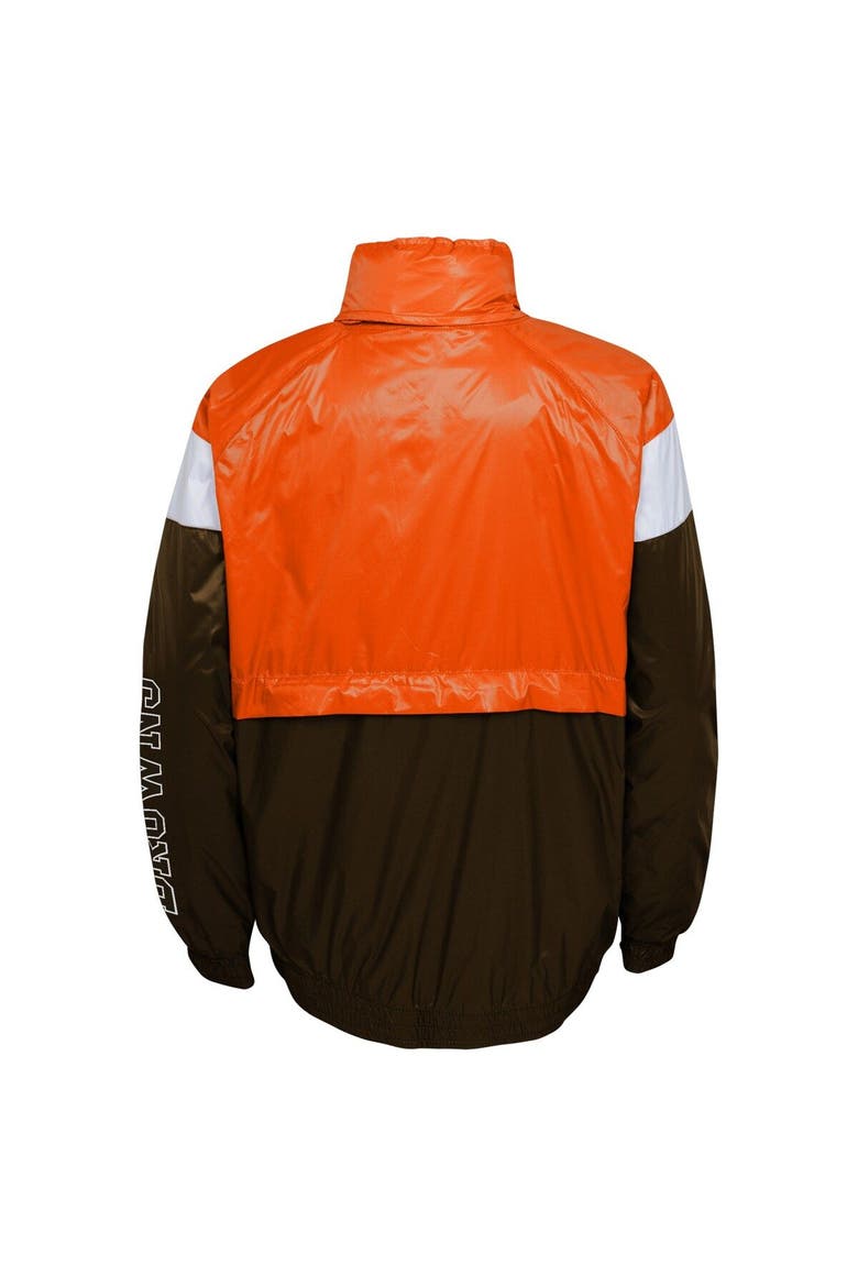 Youth Orange/Brown Cleveland Browns Goal Line Stance Full-Zip Hoodie Windbreaker, Alternate, color, Orange