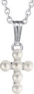 Mignonette Cultured Pearl Cross Pendant Necklace