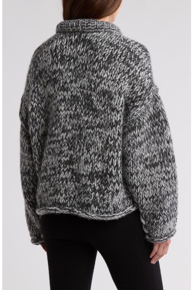 Lofty Wool Blend Whipstitch Mock Neck Sweater, Alternate, color, CINDER COAL