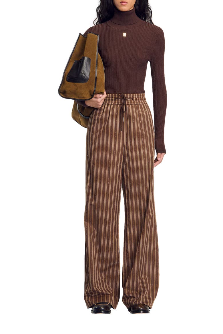 Striped trousers, Alternate, color, Brown