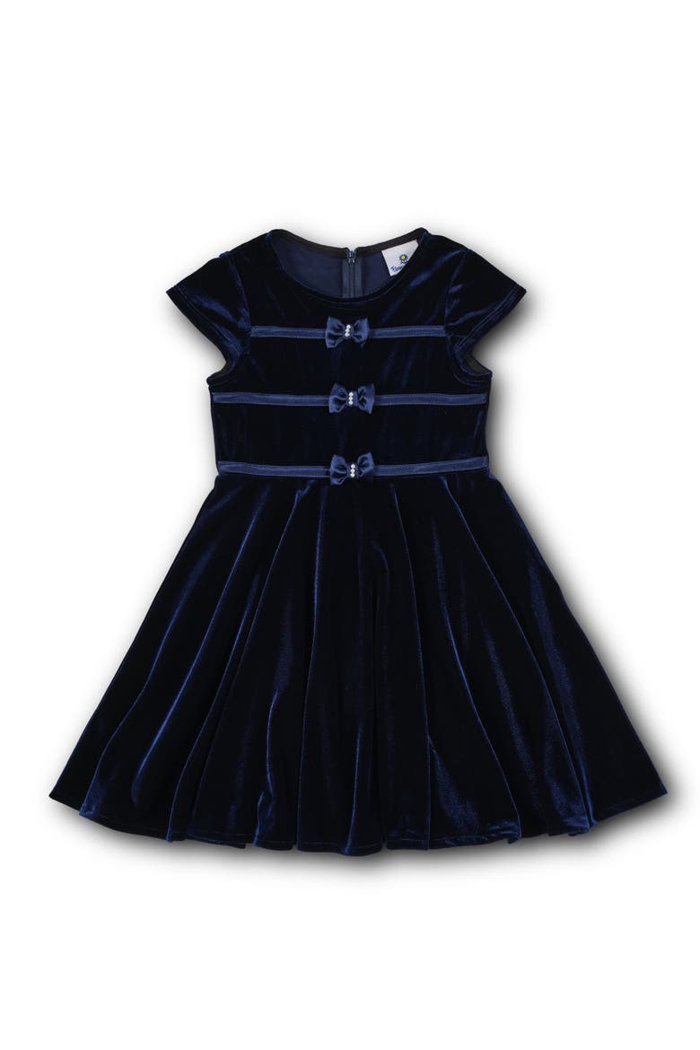 Stretch Velvet Dress With Pearls, Main, color, Navy