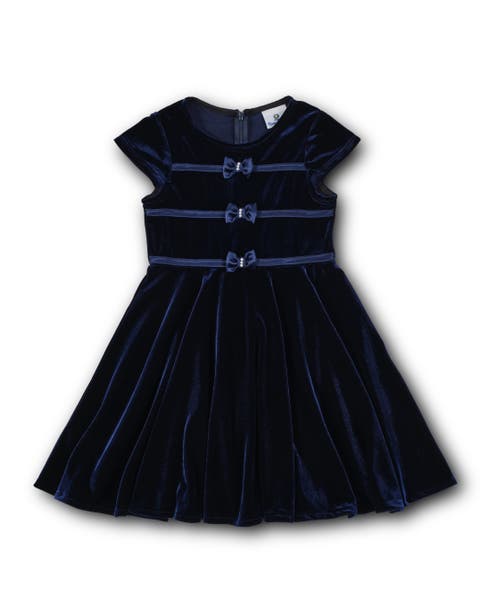 Stretch Velvet Dress With Pearls (Toddler, Little Kid, Big Kid)