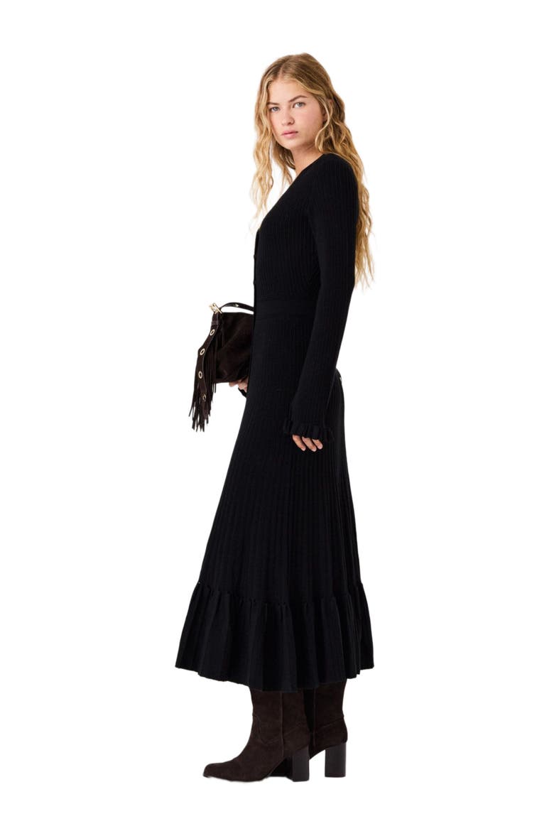 Ruffled knit maxi dress, Alternate, color, Black