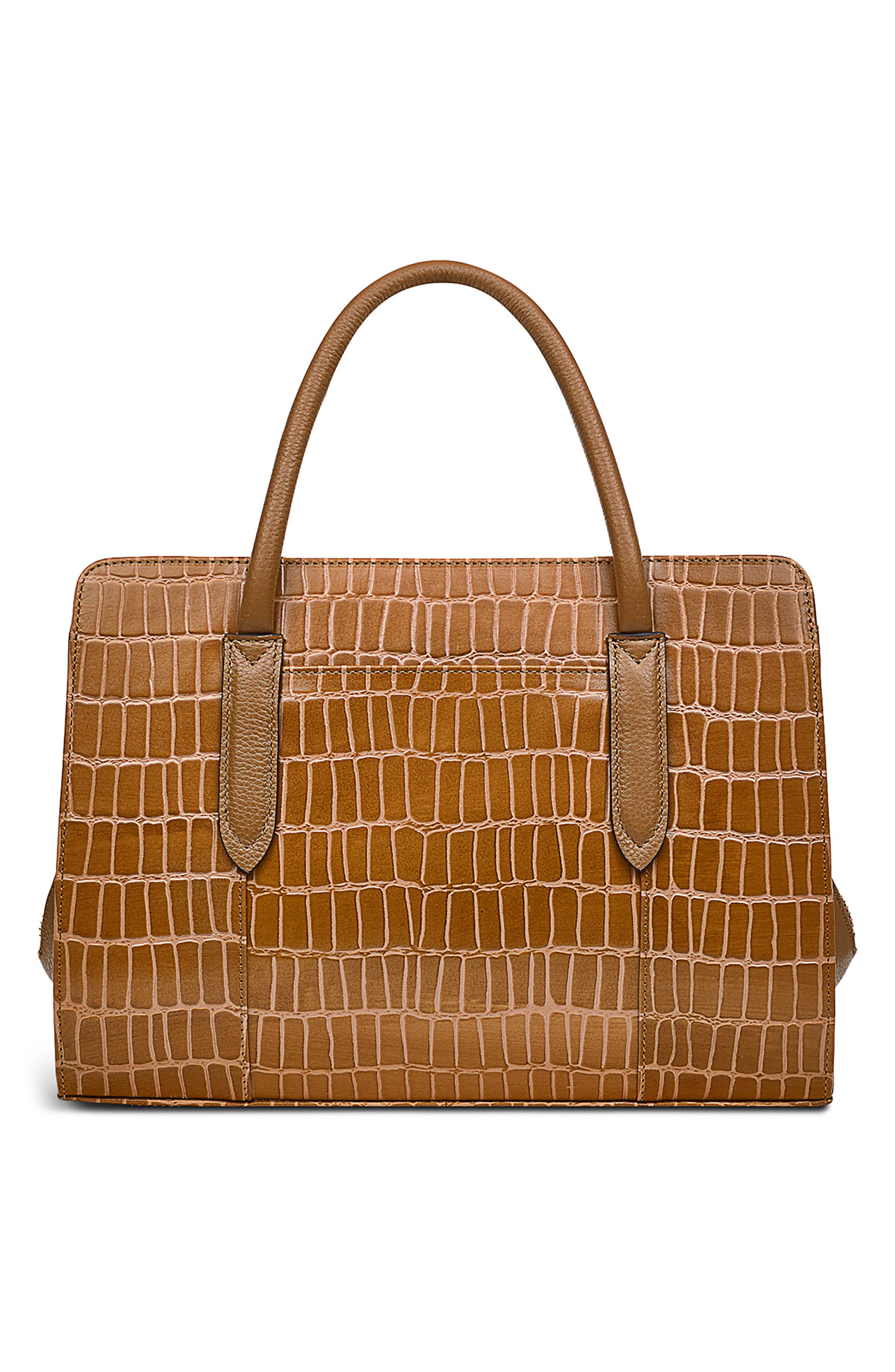 Liverpool Street Croc Embossed Medium Tote Bag, Alternate, color, CARAMEL