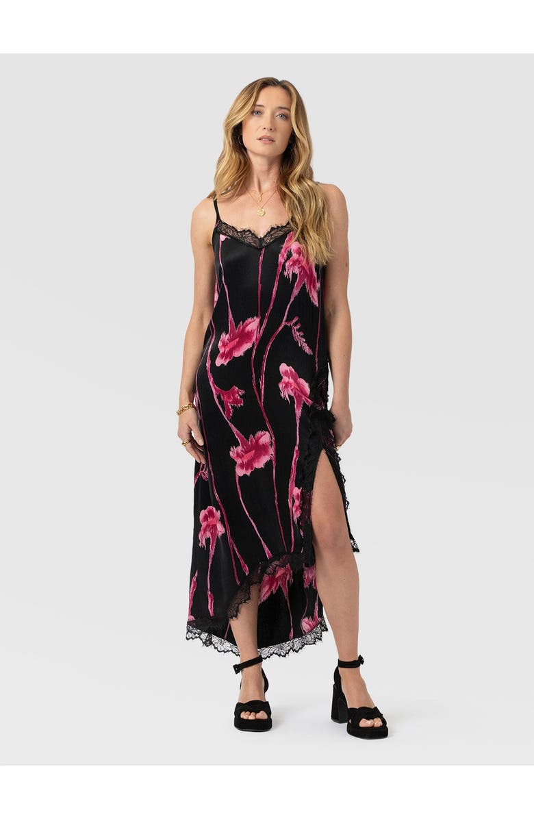 Saint + Sofia Harper Lace Cami Dress, Alternate, color, Pink Stem Floral