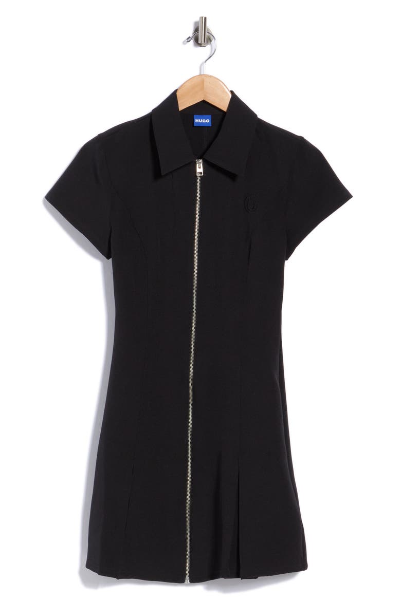 Kahuma Front Zip Minidress, Main, color, BLACK