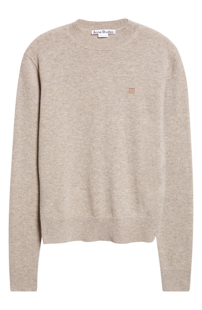 Acne Studios Kalas Core Face Patch Wool & Yak Hair Sweater, Alternate, color, Greige Melange