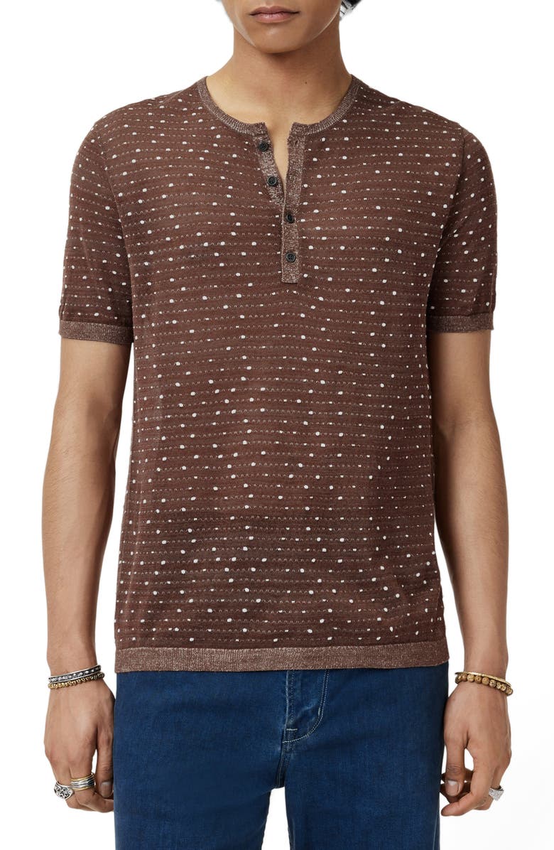 John Varvatos Cabras Wool Short Sleeve Henley Sweater, Alternate, color, Hazelnut