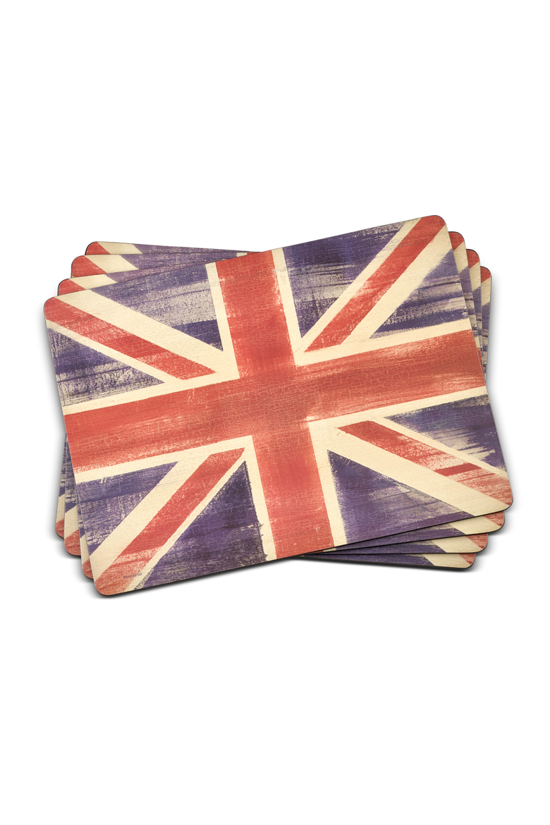 Union Jack Flag Set of 4 Cork Back Placemats, Main, color, Multi