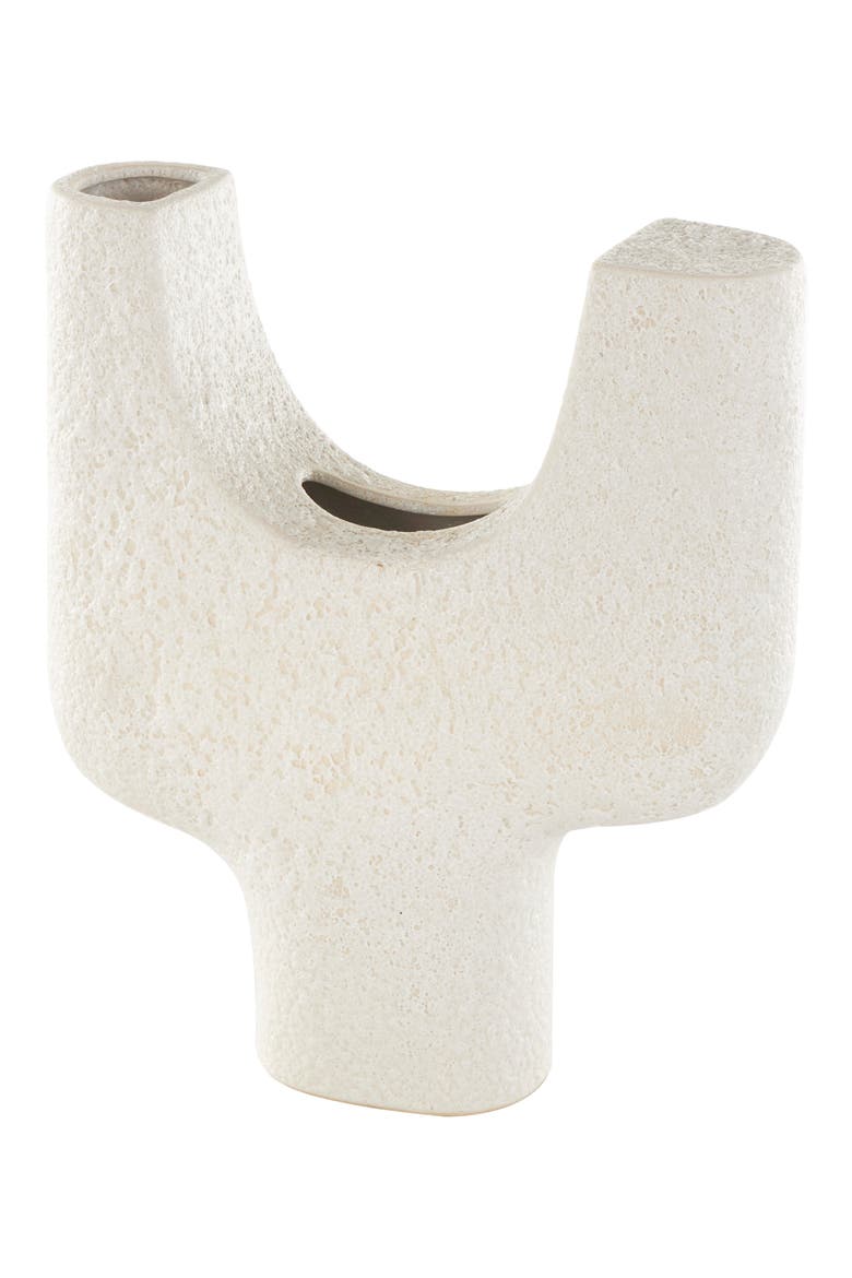 Geometric Ceramic Vase, Alternate, color, WHITE