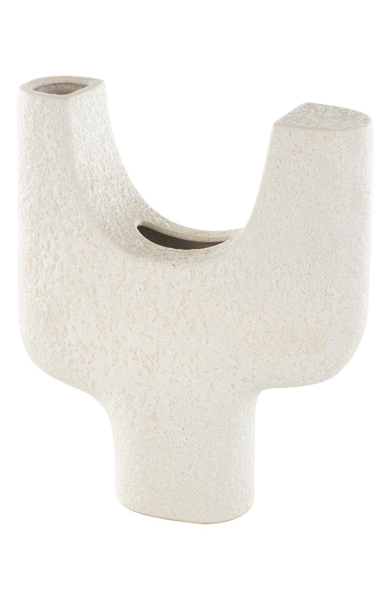 GINGER BIRCH STUDIO Geometric Ceramic Vase, Alternate, color, White