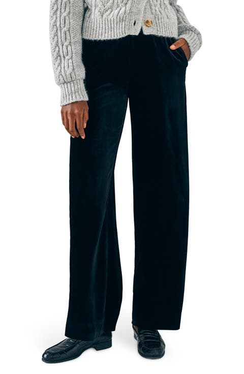 Genevieve Wide Leg Stretch Velvet Pants