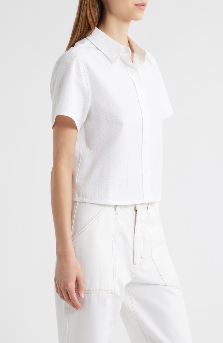 FRAME Cotton Seersucker Camp Shirt, Alternate, color, White