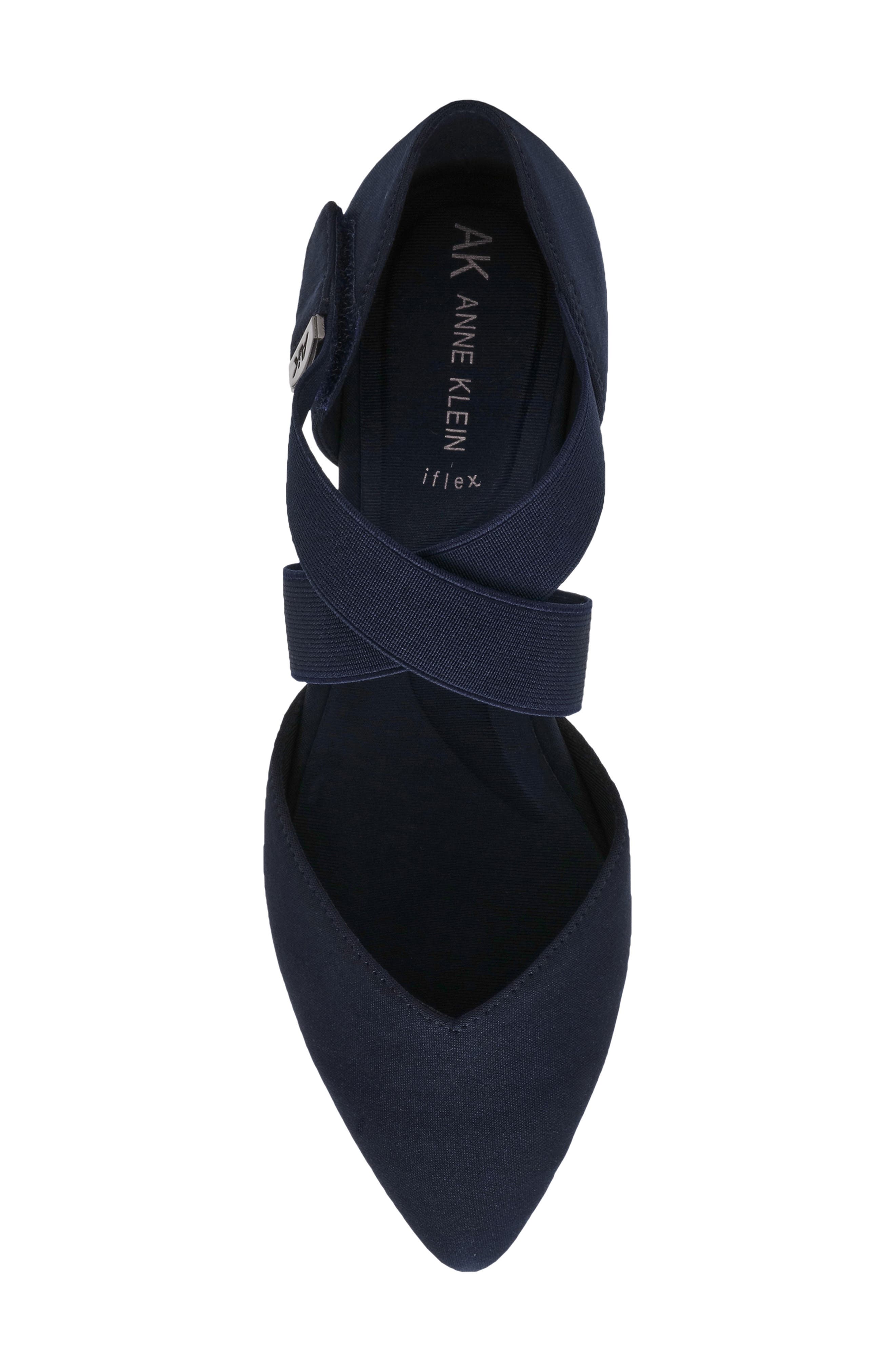 Anne Klein Oswaldo Pointed Toe Flat, Alternate, color, Navy Mette Stretch