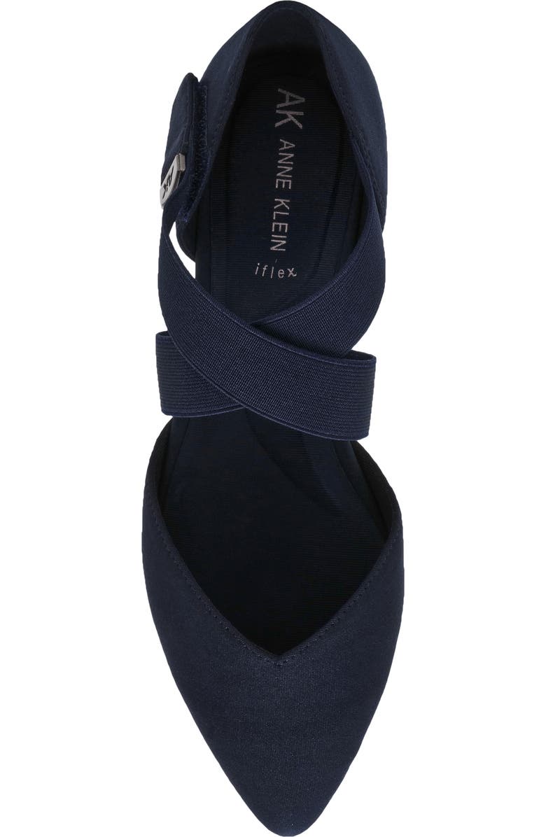 Anne Klein Oswaldo Pointed Toe Flat, Alternate, color, Navy Mette Stretch