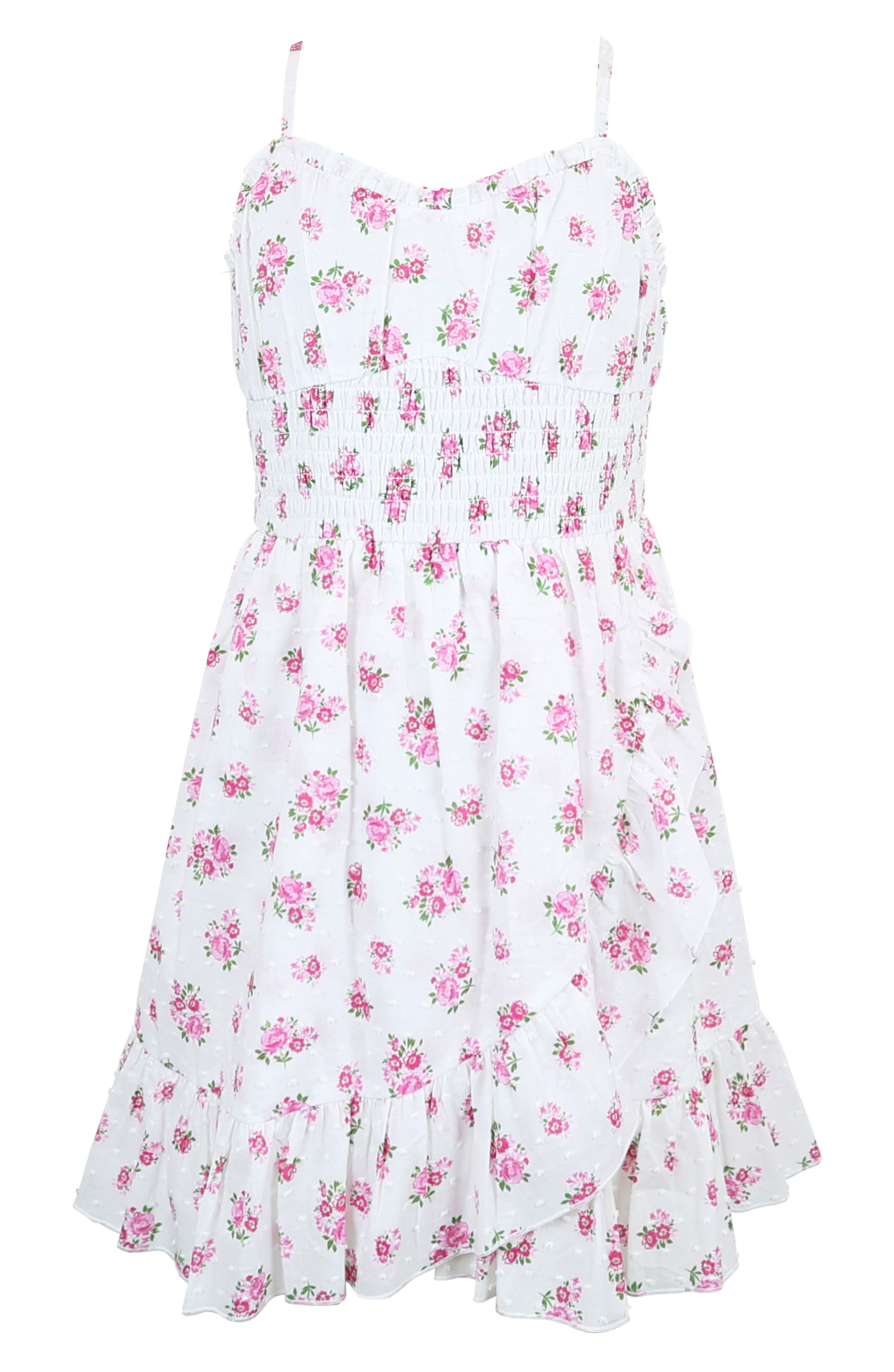 Zunie Kids' Floral Clip Dot Cotton Fit & Flare Dress