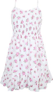 Zunie Kids' Floral Clip Dot Cotton Fit & Flare Dress