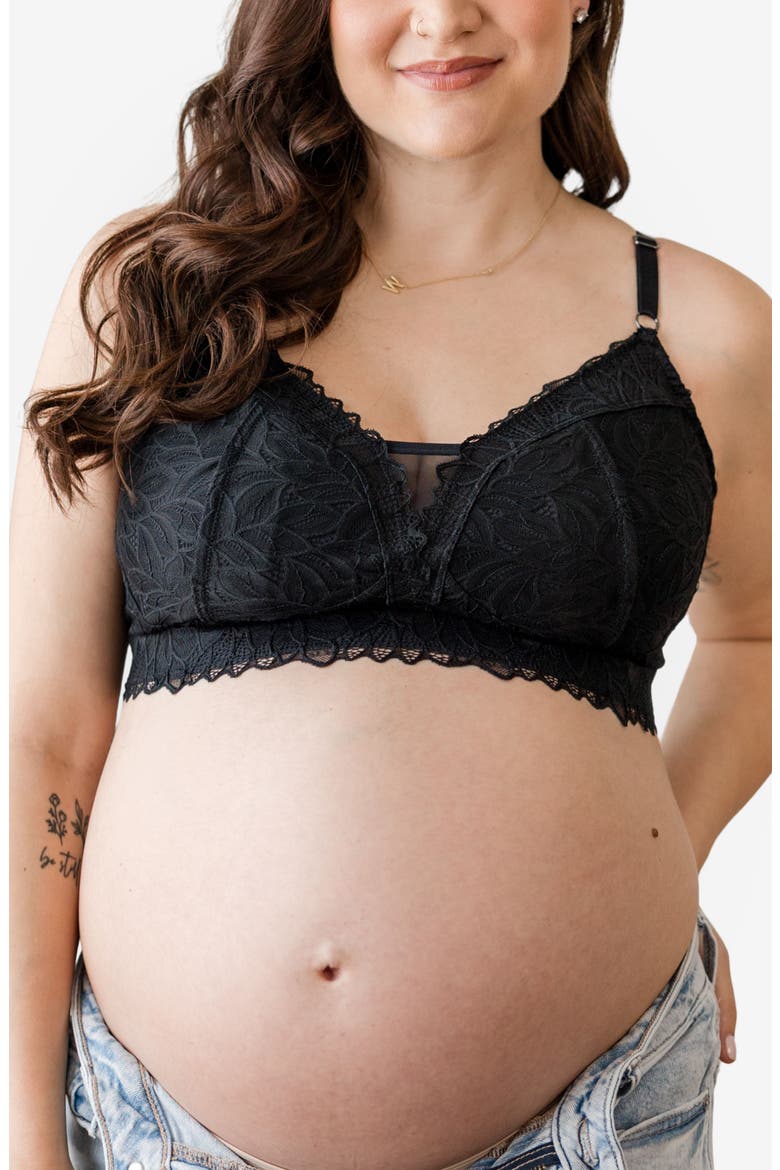 Riley Pumping & Nursing Lace Bralette, Main, color, Black
