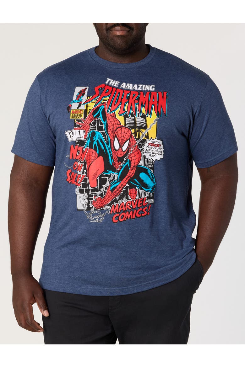 Big & Tall Spider-Man Graphic Tee, Main, color, NAVY HEATHER