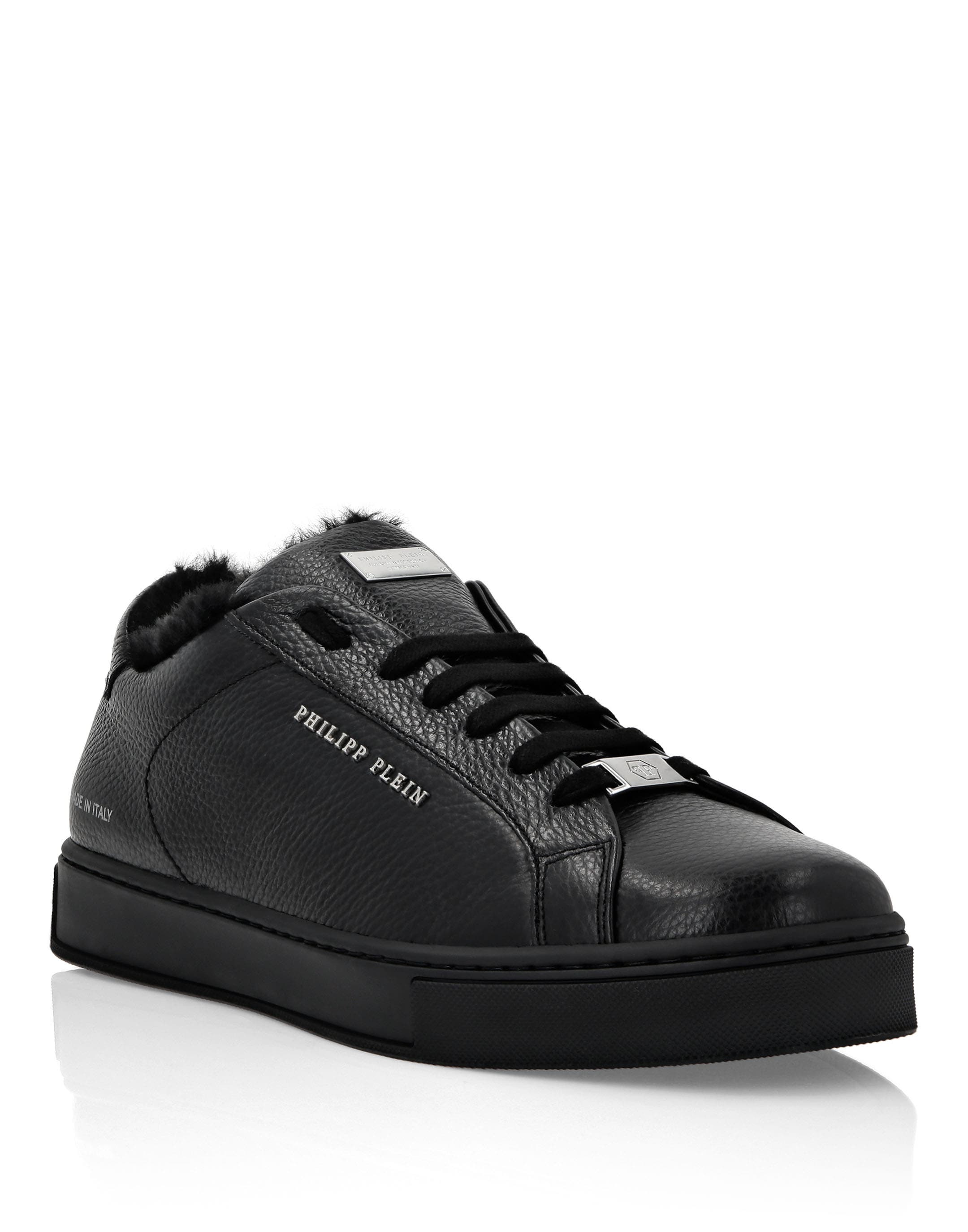 Leather Lo-Top Sneakers Big Bang Unisex, Main, color, black