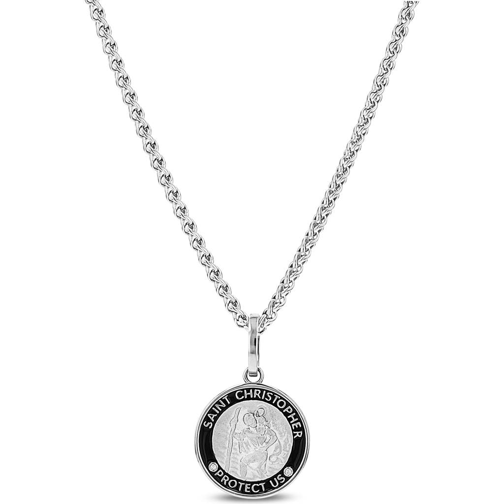MR LOWE BY SHERYL LOWE MR LOWE BY SHERYL LOWE MR LOWE ST CHRISTOPHER BLACK ENAMEL PENDANT ON WHEAT CHAIN NECKLACE