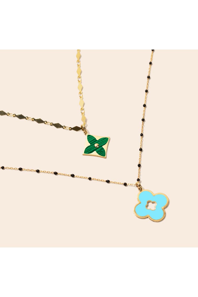 Turquoise Clover Cut Out Charm, Alternate, color, Turquoise