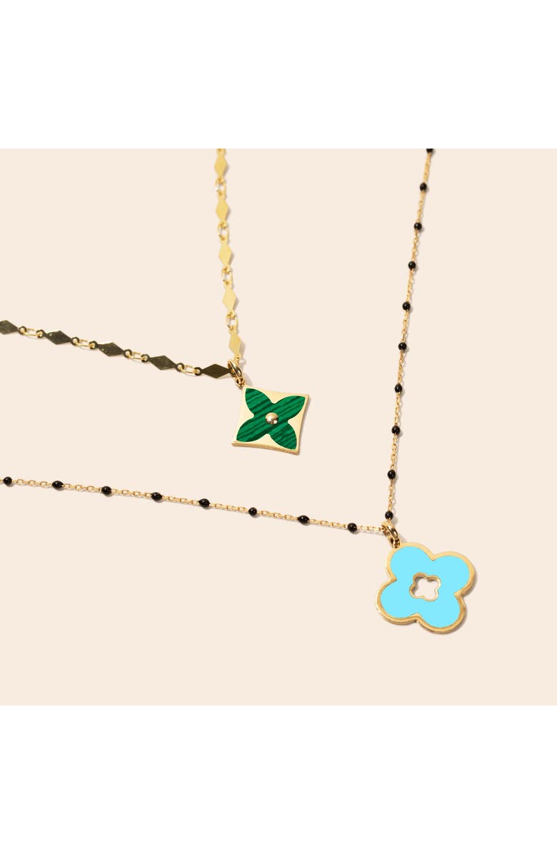 The Lovery Fine Jewelry Turquoise Clover Cut Out Charm, Alternate, color, Turquoise