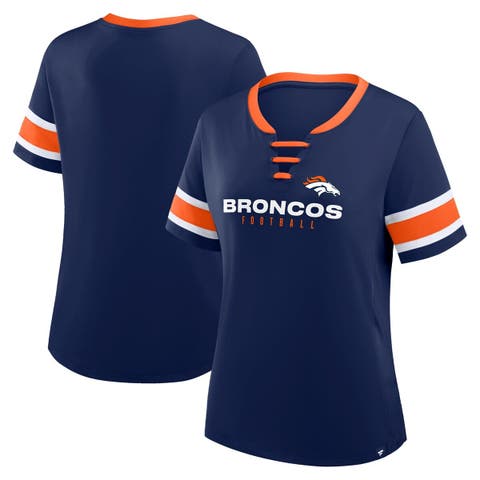 Women's Fanatics Navy Denver Broncos Redzone Draw Play Athena Lace-Up T-Shirt