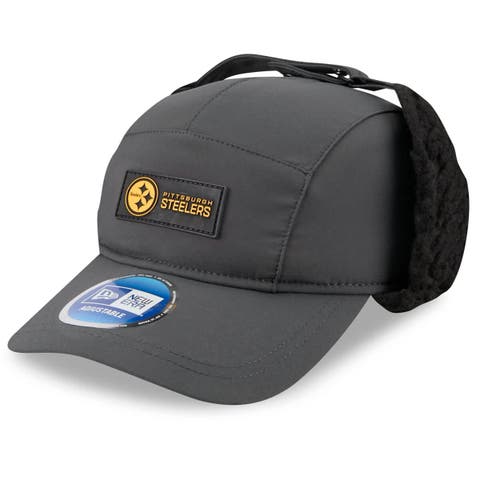 Men's New Era Charcoal Pittsburgh Steelers 2025 Sideline Cold Weather Runner Dog Ear Adjustable Hat